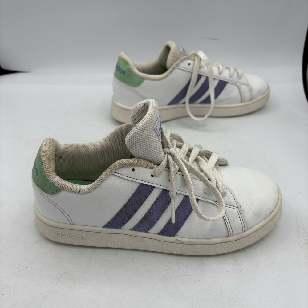 Adidas Shoes Girls Size 3 Youth Kids GX5775 Grand Court White Purple Sneakers - Picture 7 of 9
